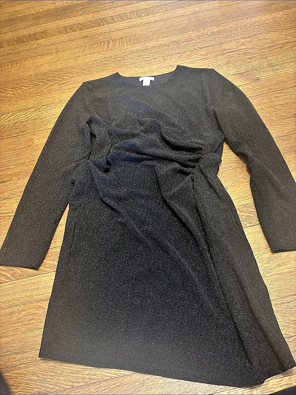 H&M Twist-detail dress Long Sleeve Black Mini Size XL